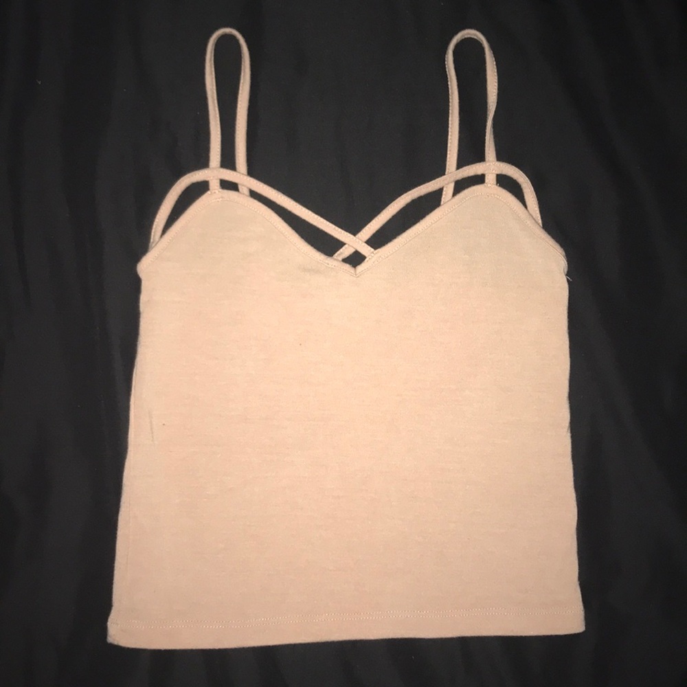 Forever 21 Pink Criss Cross Cropped Tank Top